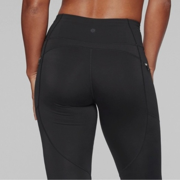 Athleta All In Capri Leggings Zip Pocket Drawstring High Waist Black Size Small - Picture 6 of 9